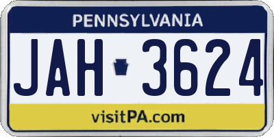 PA license plate JAH3624