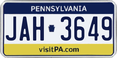 PA license plate JAH3649