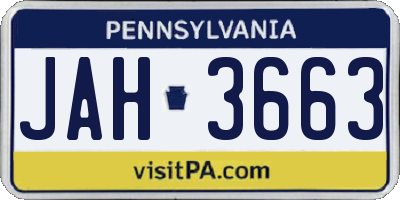 PA license plate JAH3663