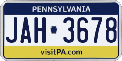 PA license plate JAH3678