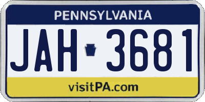 PA license plate JAH3681
