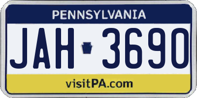 PA license plate JAH3690
