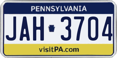 PA license plate JAH3704