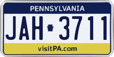 PA license plate JAH3711