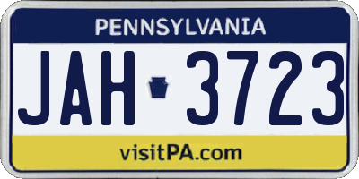 PA license plate JAH3723