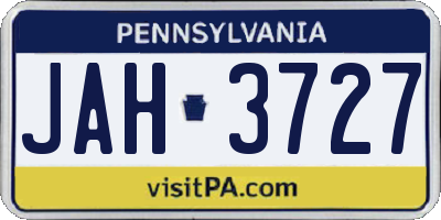 PA license plate JAH3727