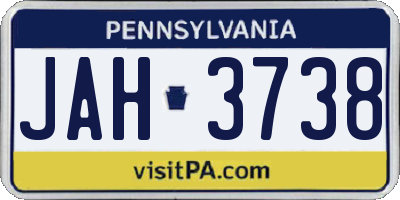 PA license plate JAH3738
