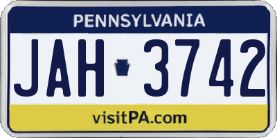 PA license plate JAH3742