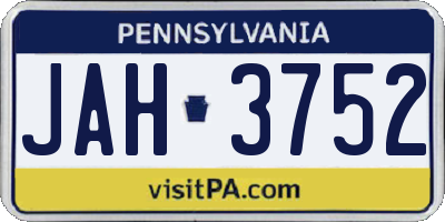 PA license plate JAH3752