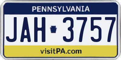 PA license plate JAH3757