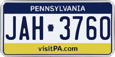 PA license plate JAH3760