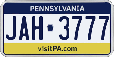 PA license plate JAH3777