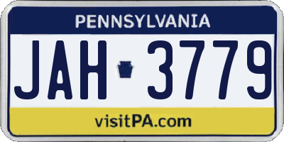 PA license plate JAH3779