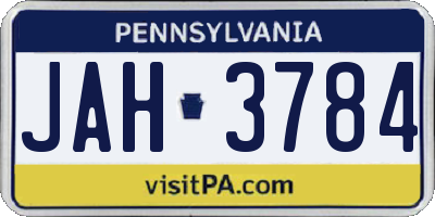 PA license plate JAH3784