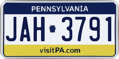 PA license plate JAH3791