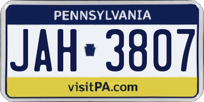 PA license plate JAH3807