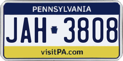PA license plate JAH3808