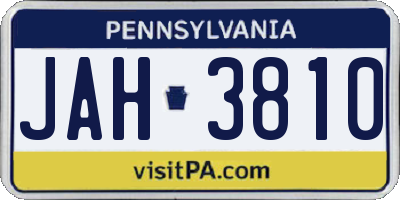 PA license plate JAH3810