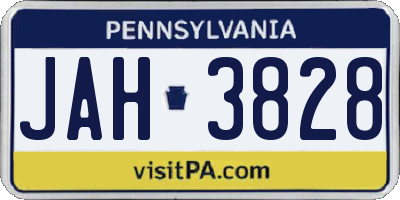 PA license plate JAH3828
