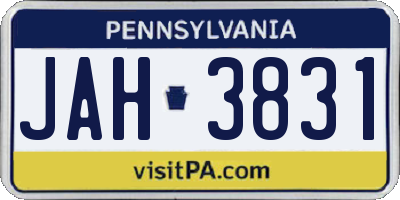 PA license plate JAH3831