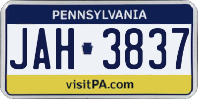 PA license plate JAH3837