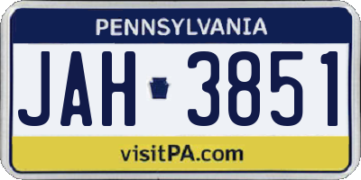 PA license plate JAH3851