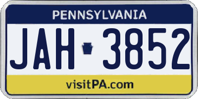 PA license plate JAH3852