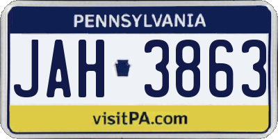 PA license plate JAH3863