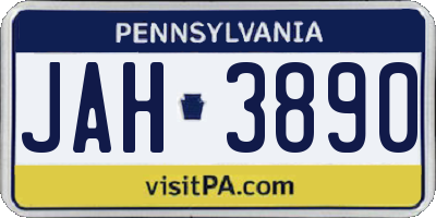 PA license plate JAH3890
