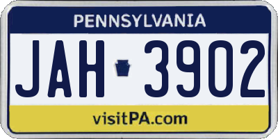 PA license plate JAH3902