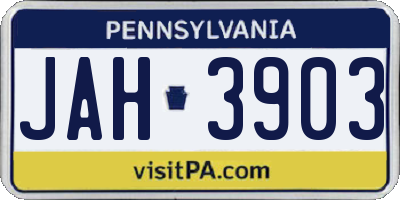 PA license plate JAH3903