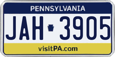 PA license plate JAH3905