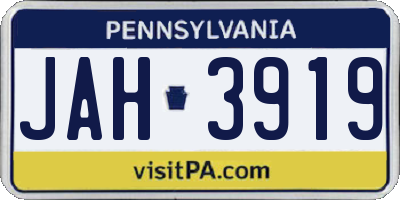 PA license plate JAH3919