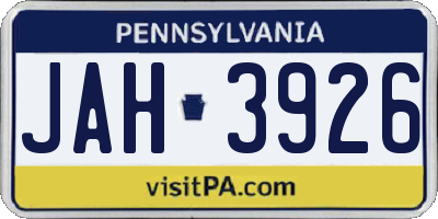 PA license plate JAH3926