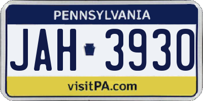 PA license plate JAH3930