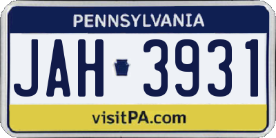 PA license plate JAH3931