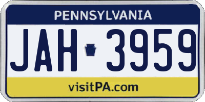 PA license plate JAH3959