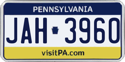 PA license plate JAH3960