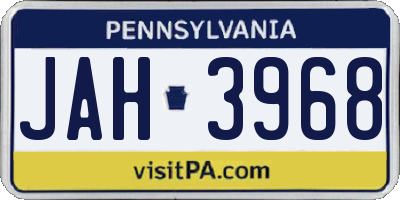 PA license plate JAH3968