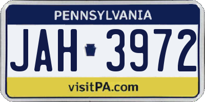 PA license plate JAH3972