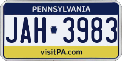 PA license plate JAH3983