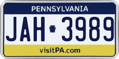 PA license plate JAH3989