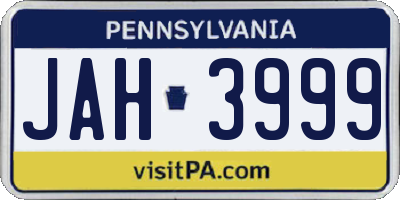 PA license plate JAH3999