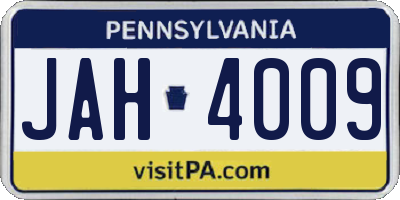 PA license plate JAH4009