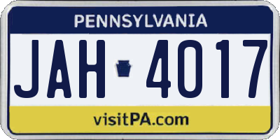PA license plate JAH4017