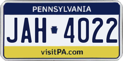 PA license plate JAH4022