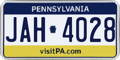 PA license plate JAH4028
