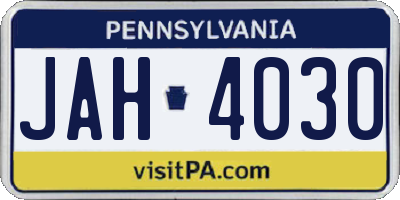 PA license plate JAH4030