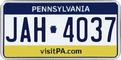 PA license plate JAH4037