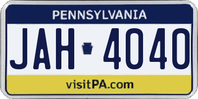 PA license plate JAH4040